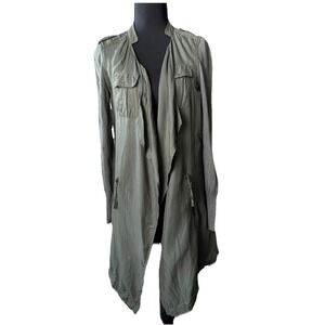 Mint Velvet Sz 8 Open Cardigan Jacket Draped Green Military Safari Goth Grunge